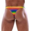 Męskie stringi kolorowe tęczowe Men Thong Rainbow L